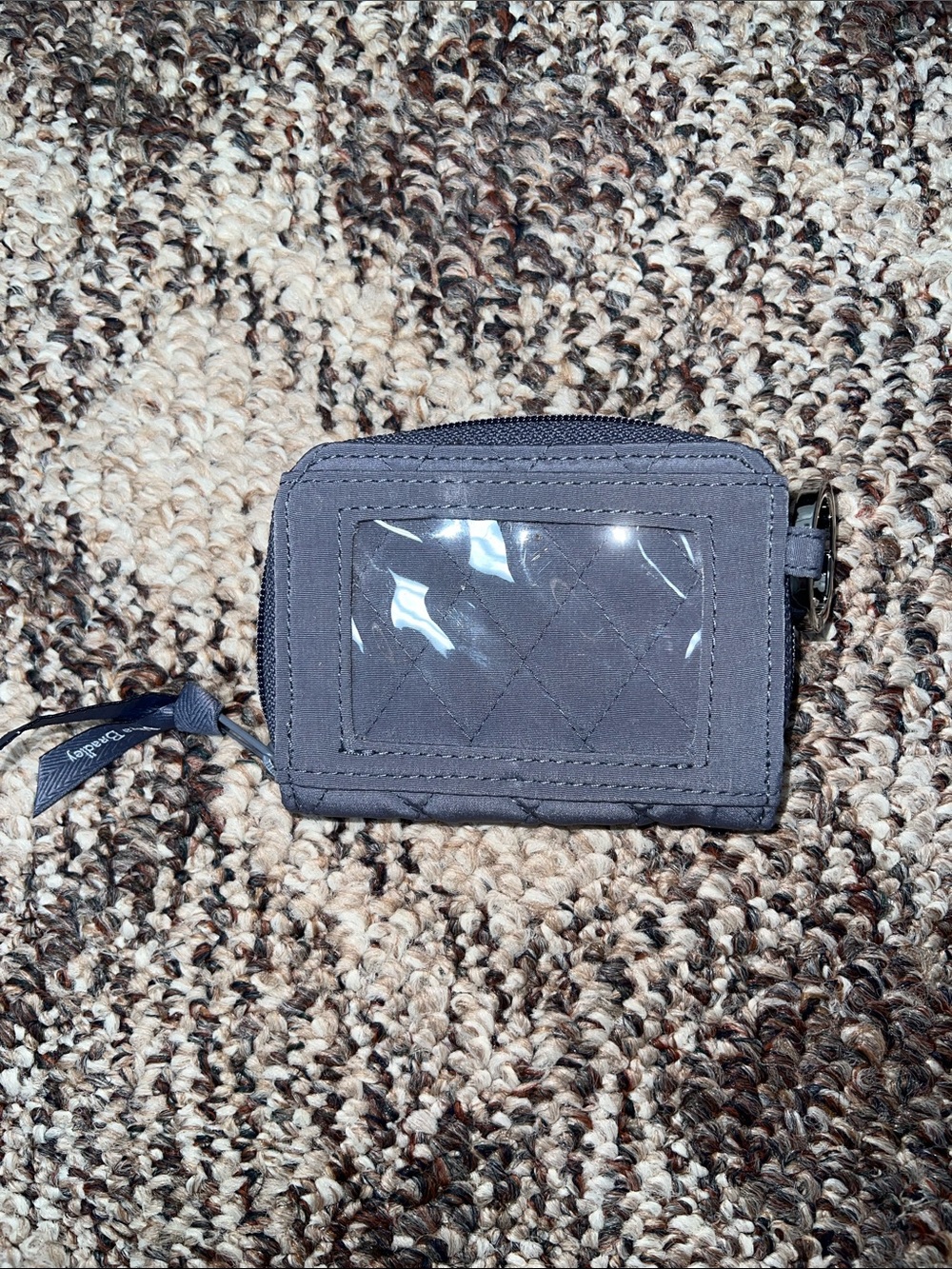 Vera Bradley Quilted Gray ID Card Wallet with Clear Window